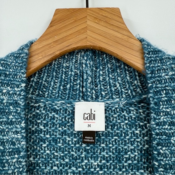 Cabi 4095 Astral Cropped Cable-Knit Open Cardigan in Teal in M - Picture 4 of 12